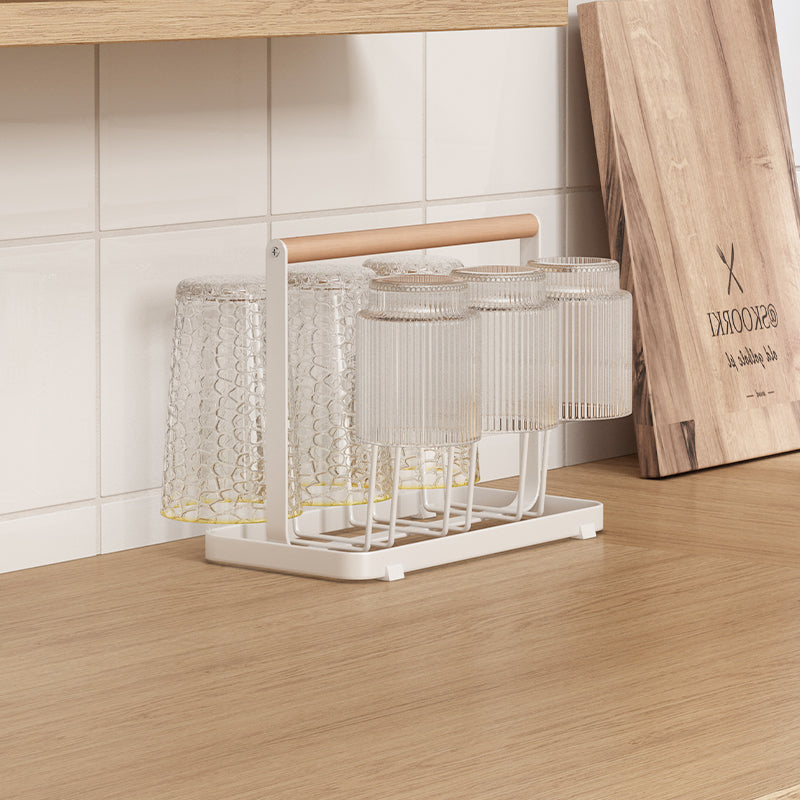Wooden Handle Glass Holder with Tray