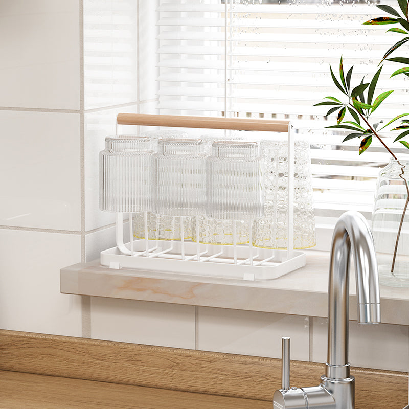 Wooden Handle Glass Holder with Tray