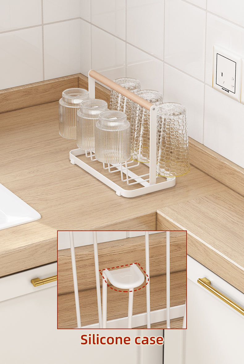 Wooden Handle Glass Holder with Tray