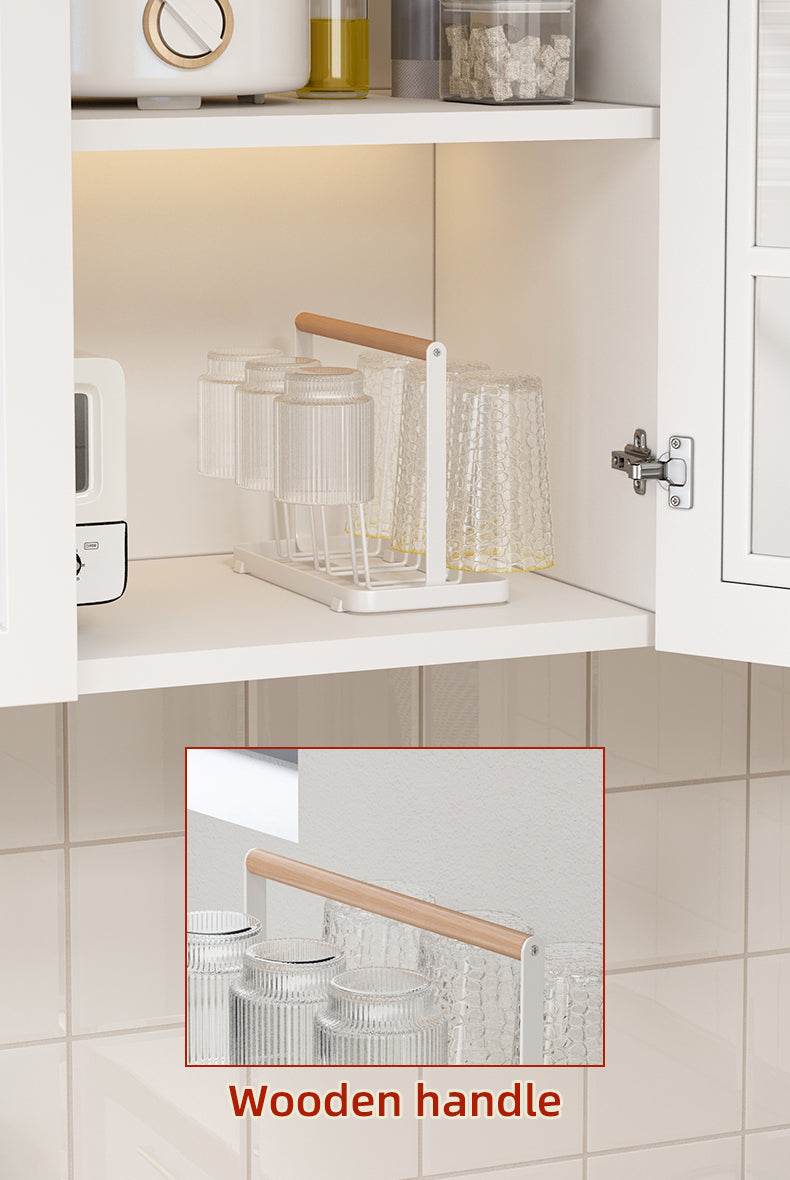 Wooden Handle Glass Holder with Tray