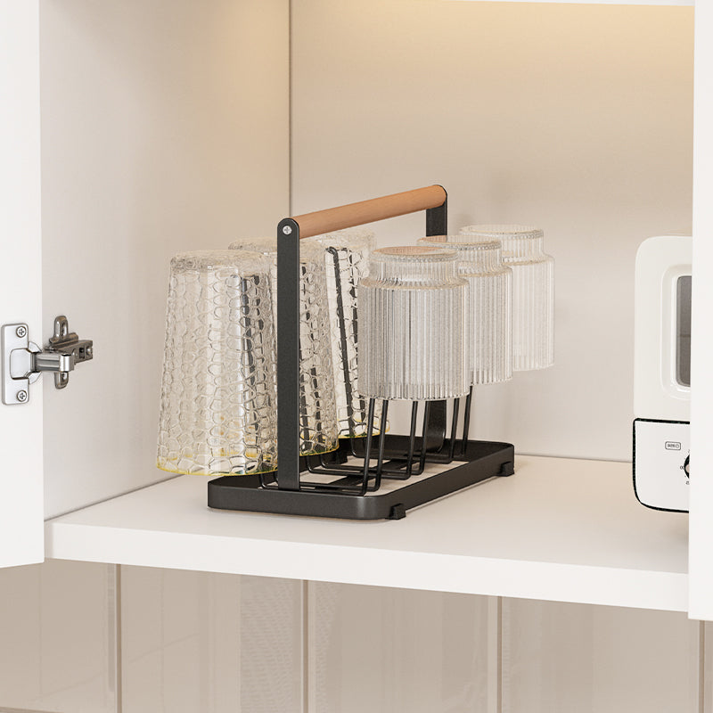 Wooden Handle Glass Holder Black