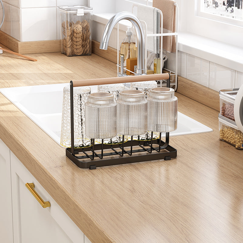 Wooden Handle Glass Holder Black