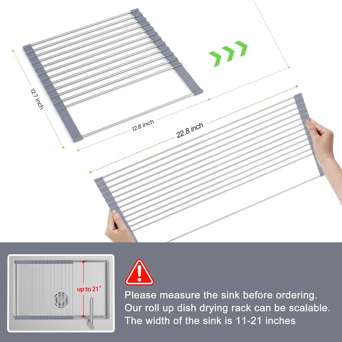 Expandable Roll Up Dish Drying Rack