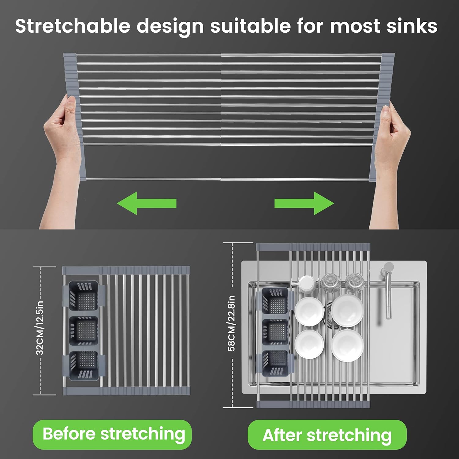 Expandable Roll Up Dish Drying Rack