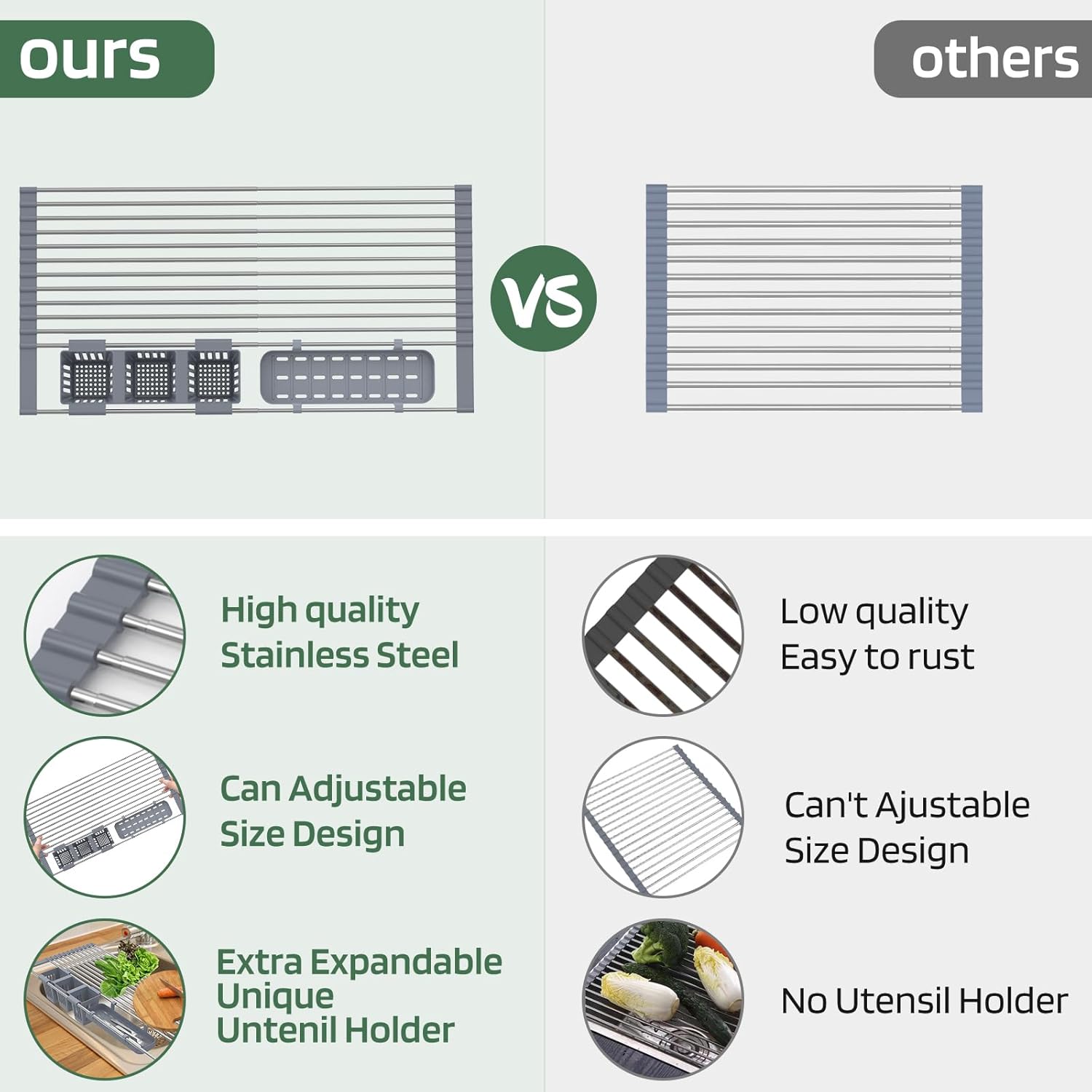 Expandable Roll Up Dish Drying Rack