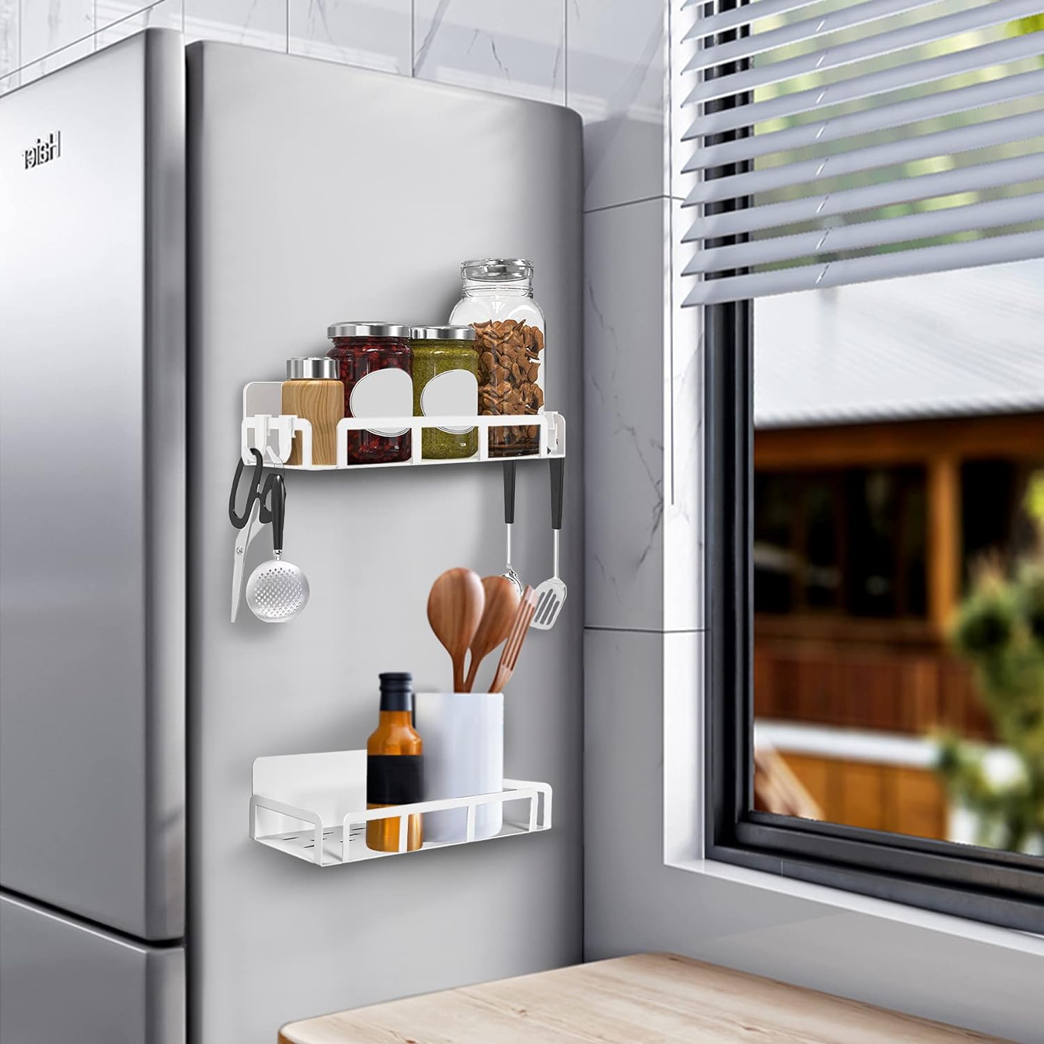 Magnetic Storage Shelf With Hooks