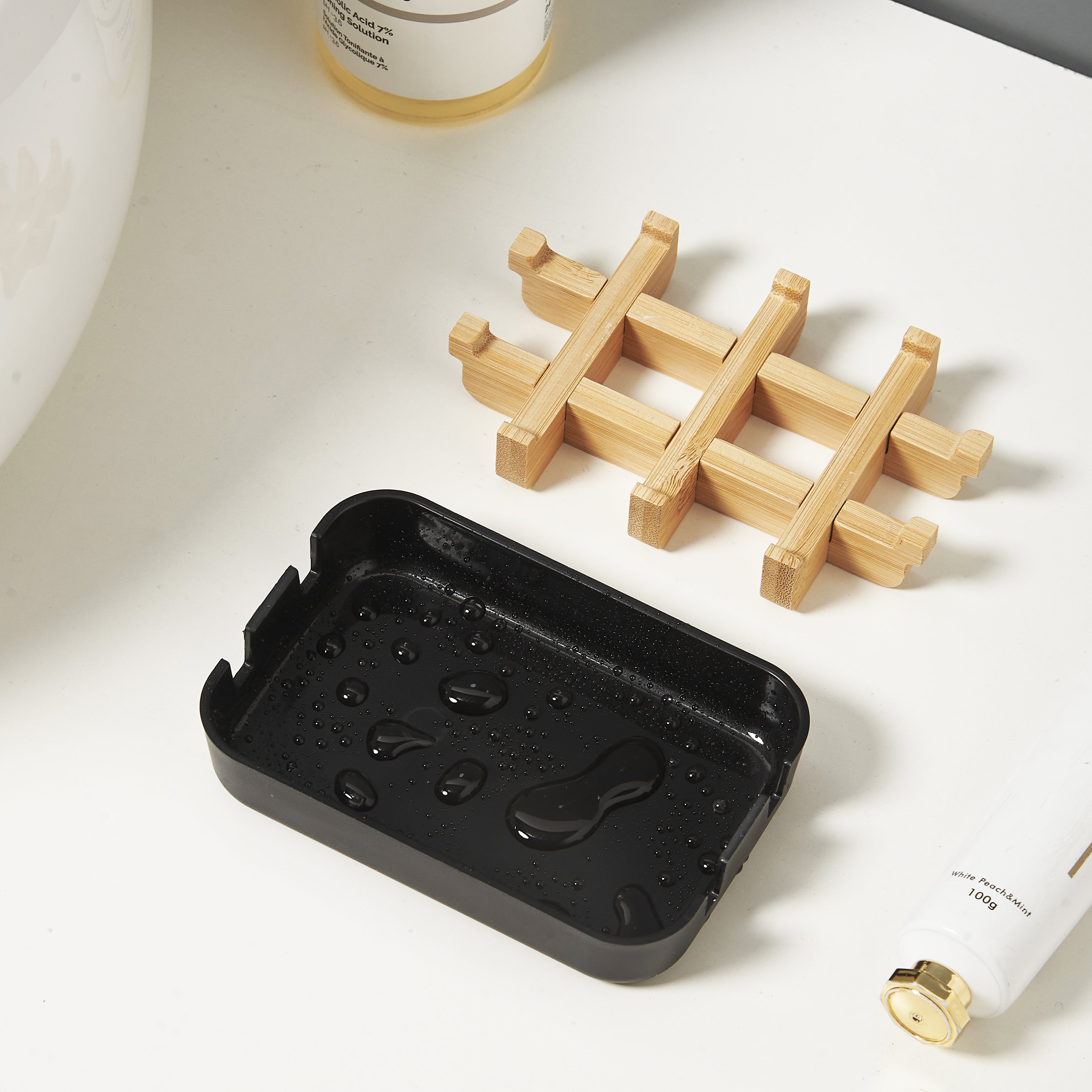 Soap Holder with Drain Tray - Black