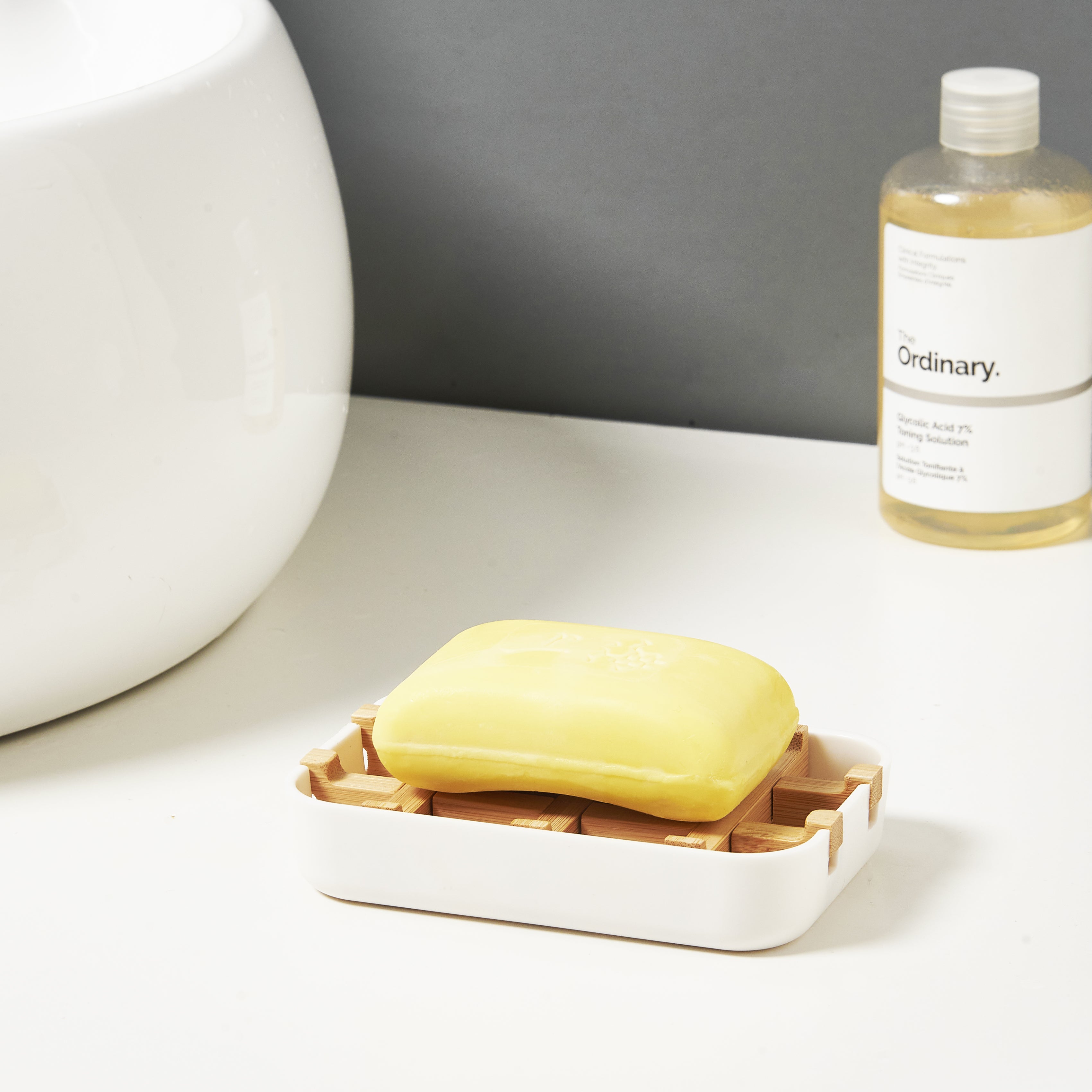 Soap Holder with Drain Tray - White