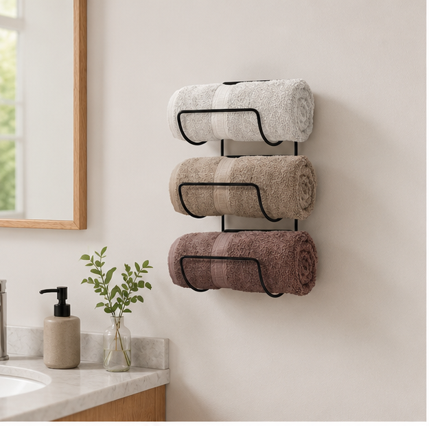 Wall-Mounted Towel & Wine Rack
