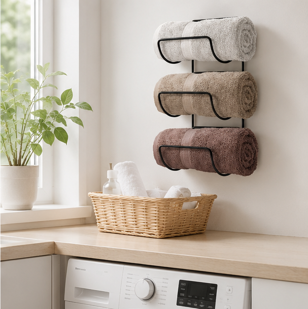 Wall-Mounted Towel & Wine Rack