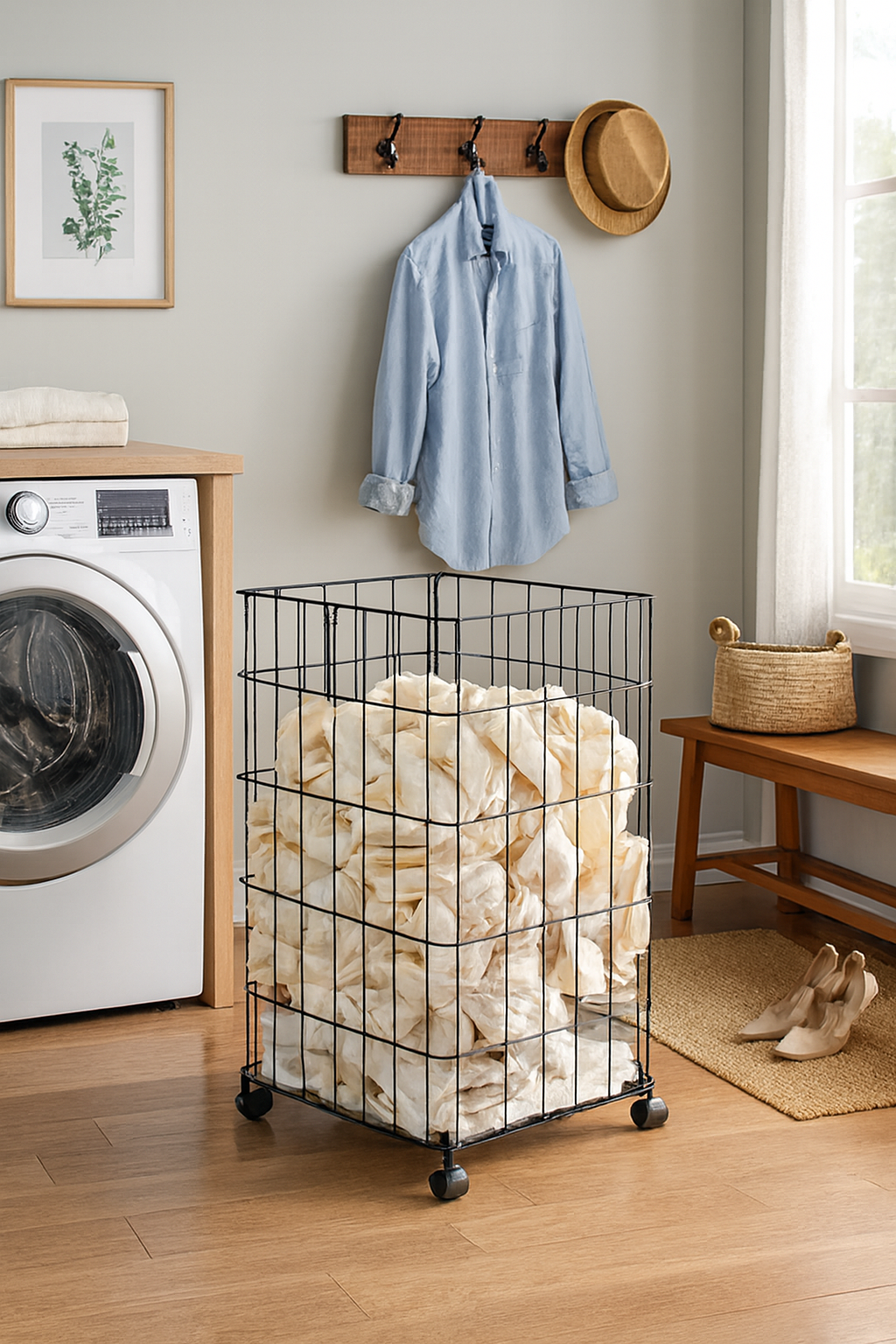Foldable Laundry Basket - White