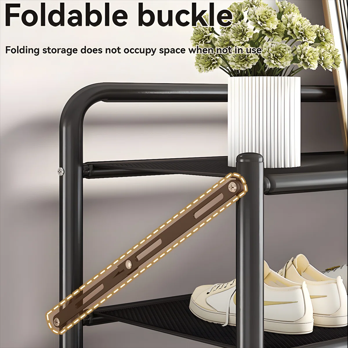 Foldable 3-Tier Metal Shoe Rack