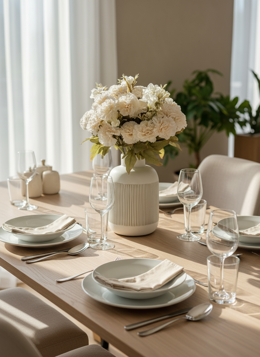 Artificial White Carnation Flower - (Set of 2)