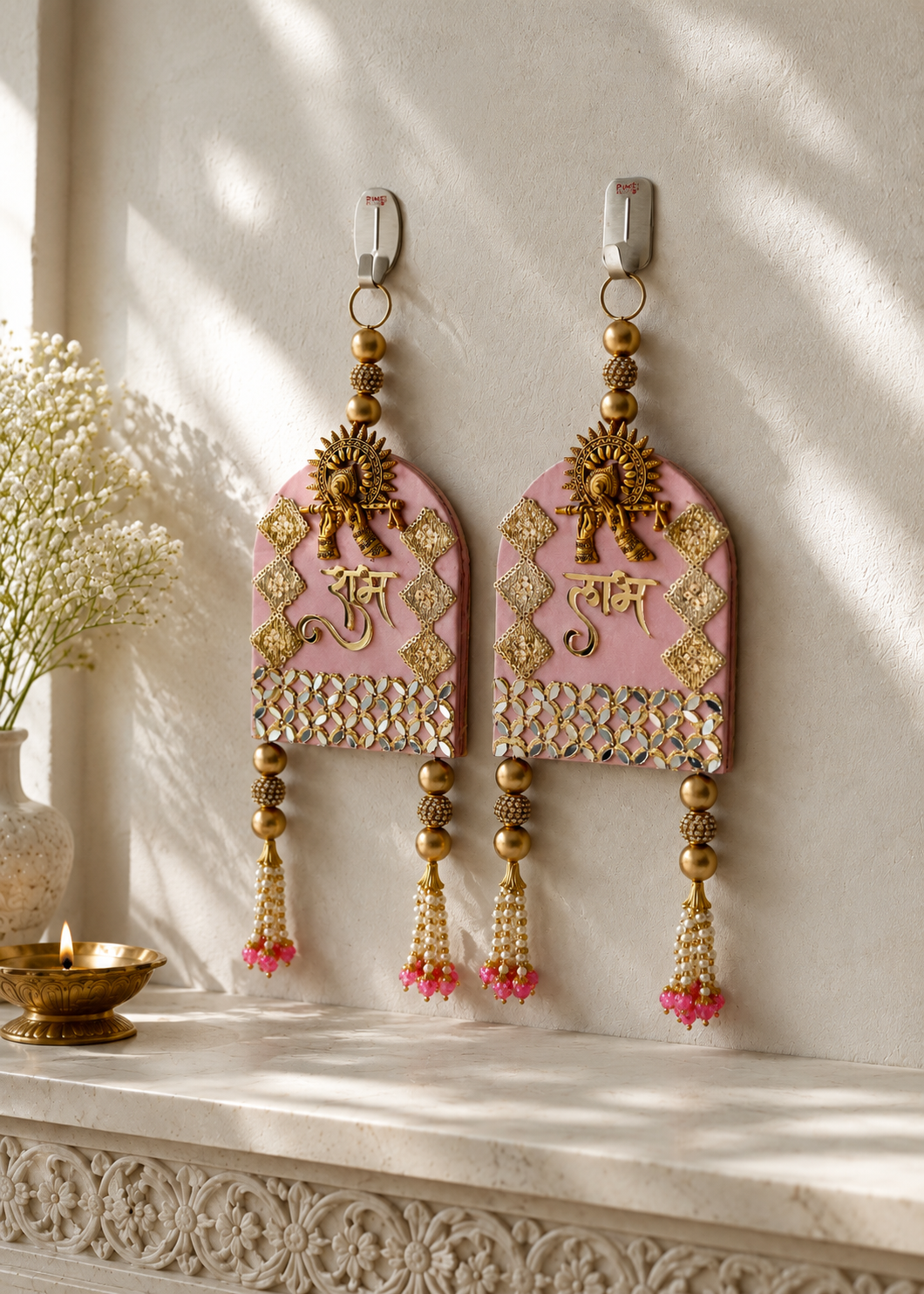 Festive Bansuri Shubh Labh Latkan - Pink