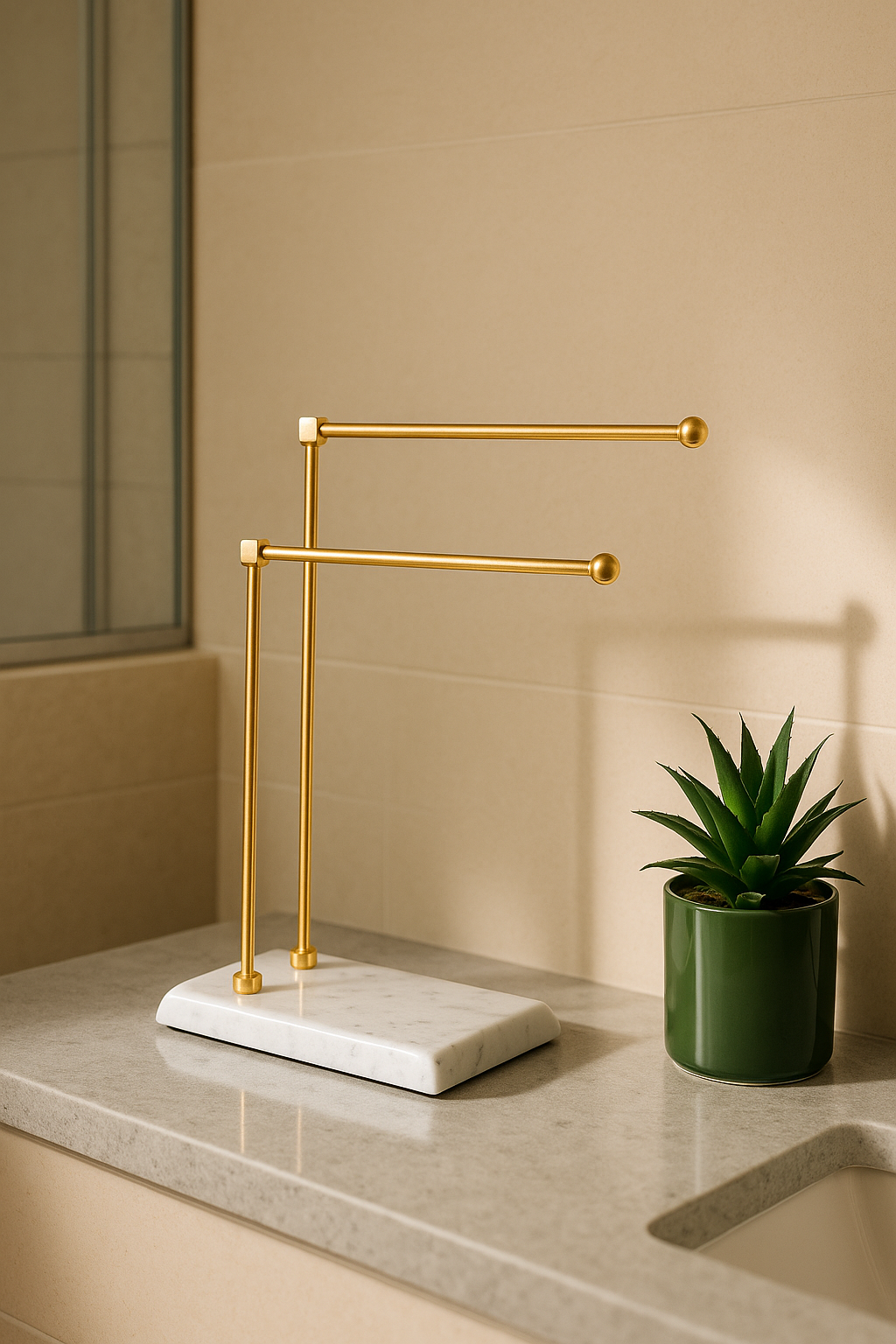 Melrose Hand Towel Stand - White & Gold