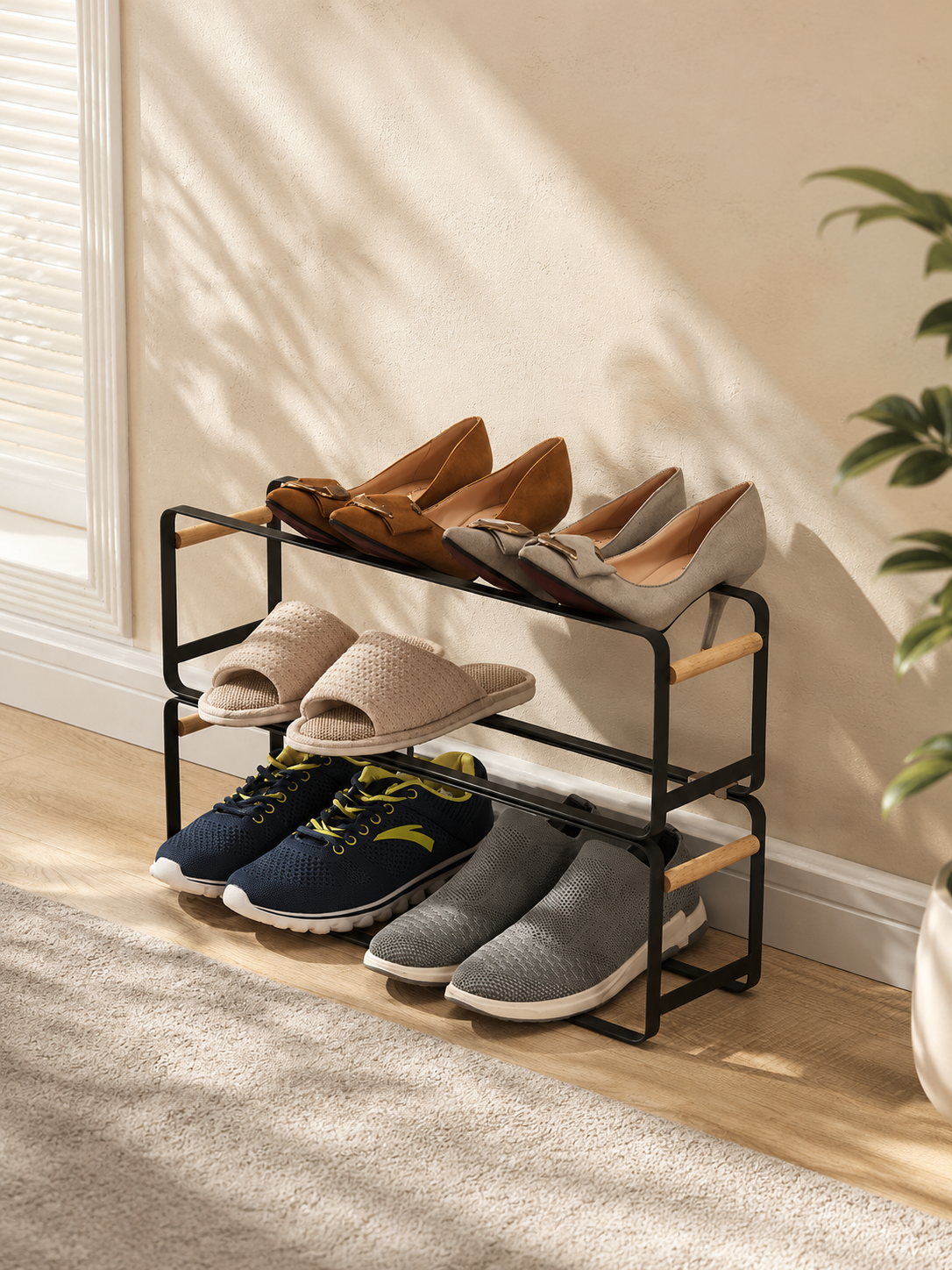 Stackable Shoe Rack - Black