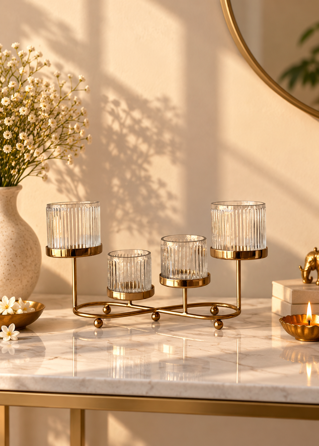 Meadow Fluted Tealight Holder – Set of 4
