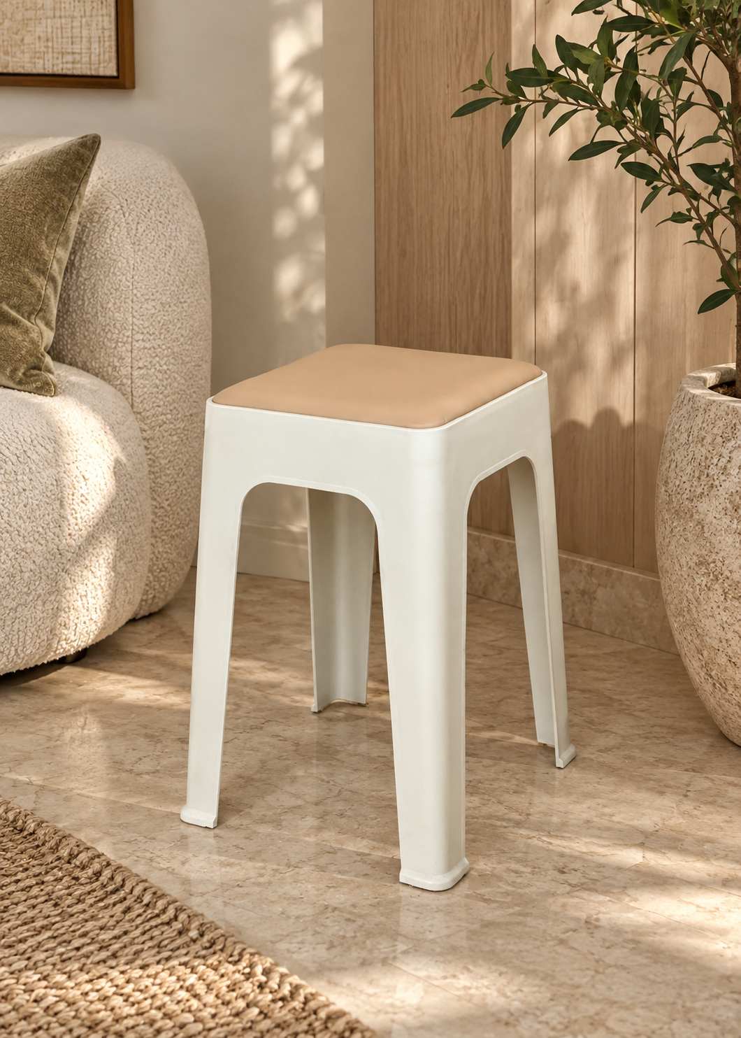 Savoy Stool - White & Beige