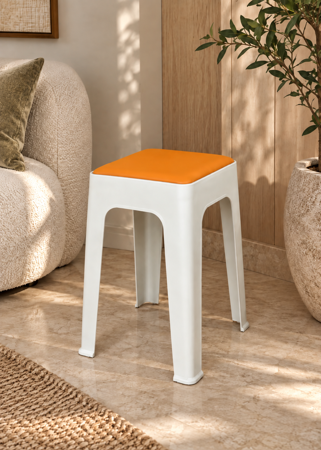 Savoy Stool - White & Orange