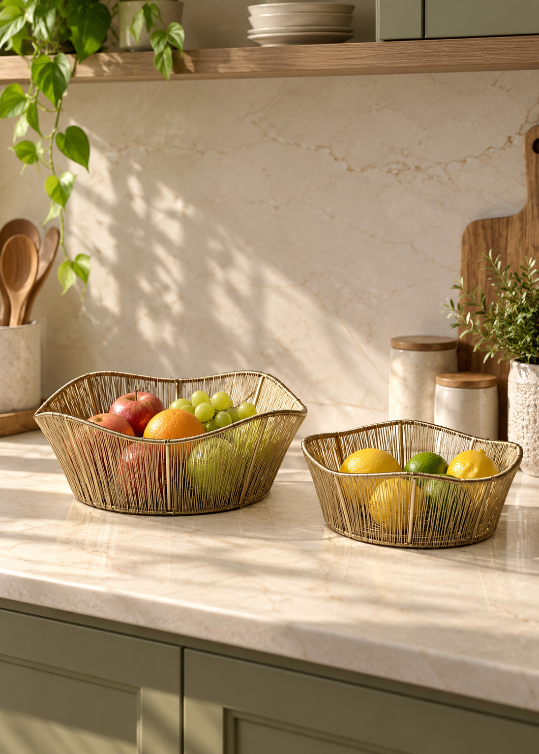 Alora Gold Fruit Basket - Large