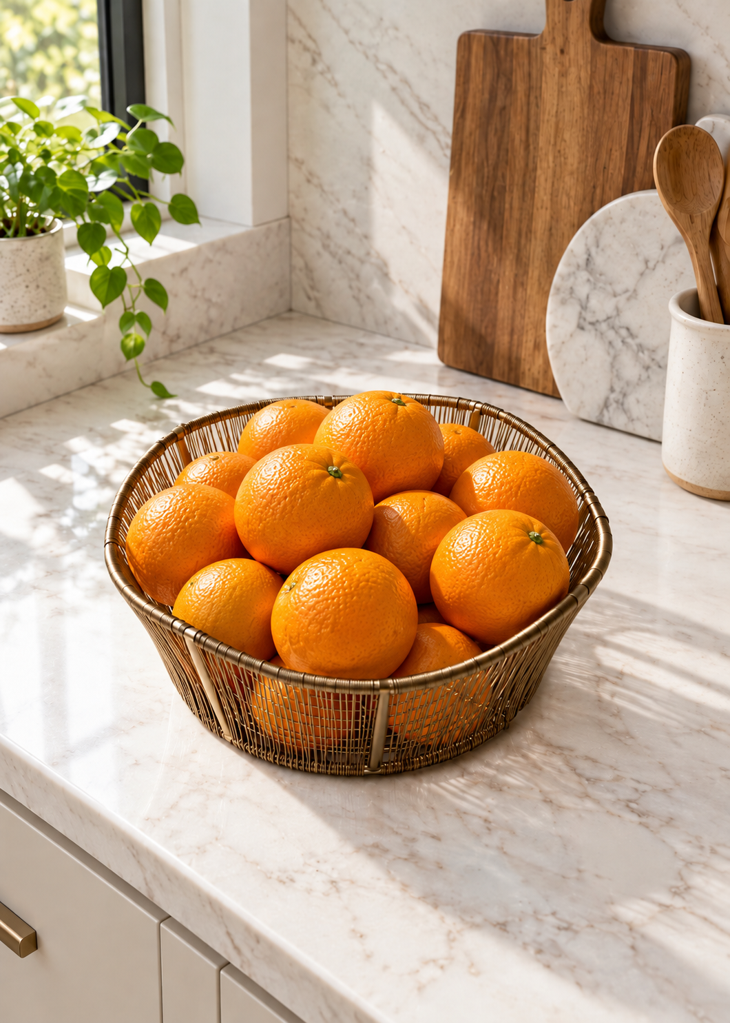 Alora Gold Fruit Basket - Medium