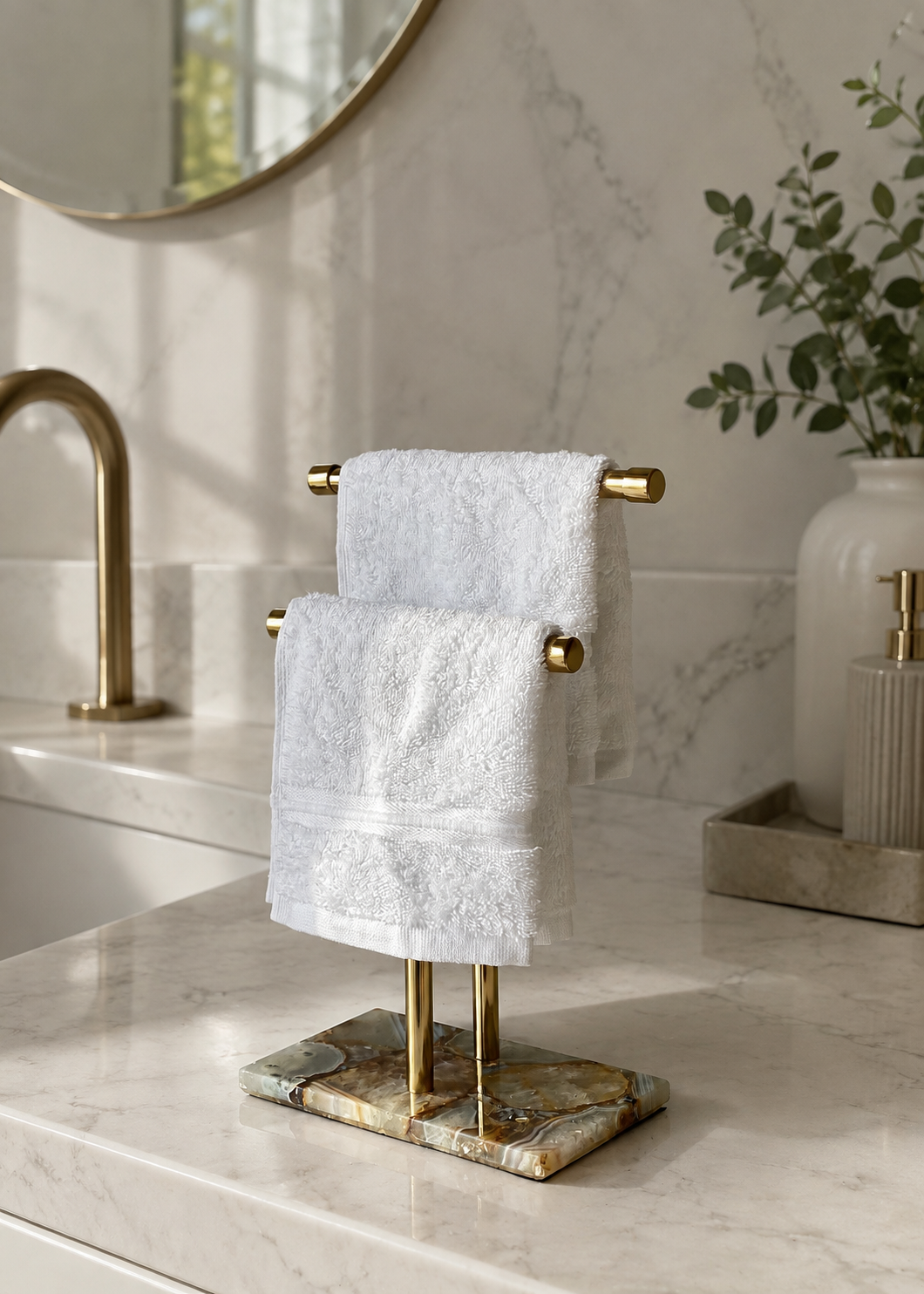 Regal Agate Hand Towel Stand - Beige / Brown