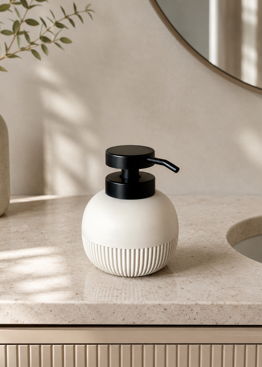 Chaton Round Bathroom Dispenser - Beige