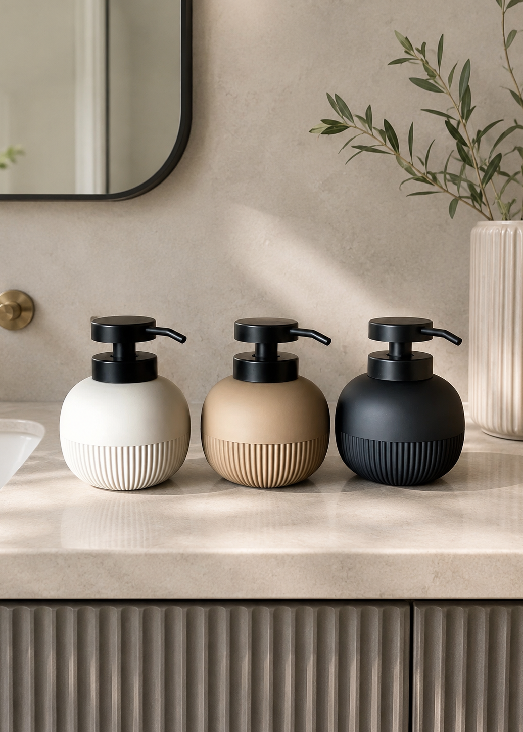 Chaton Round Bathroom Dispenser - Beige