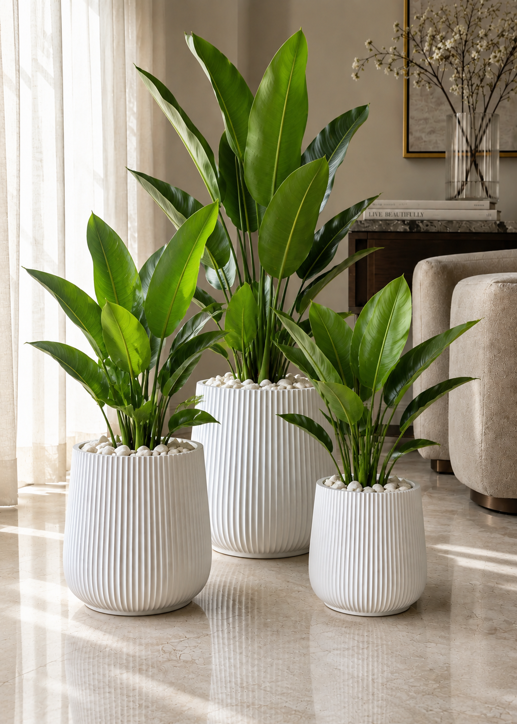 Luna Fluted Planter - White