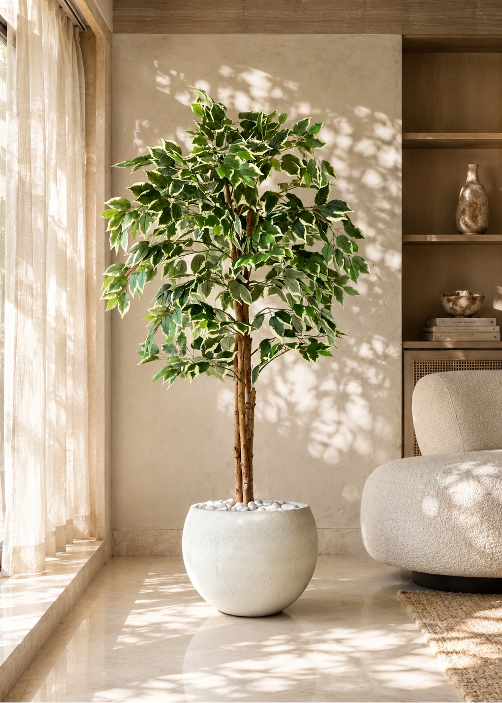 Artificial Variegated Dried Ficus Plant - 5 Feet