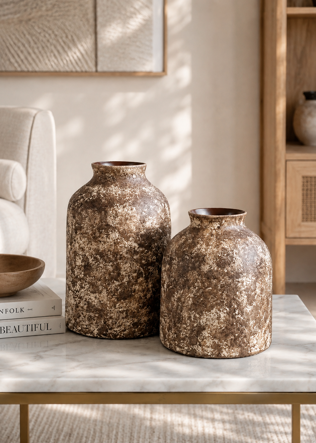 Fossil Vases - Aged Brown