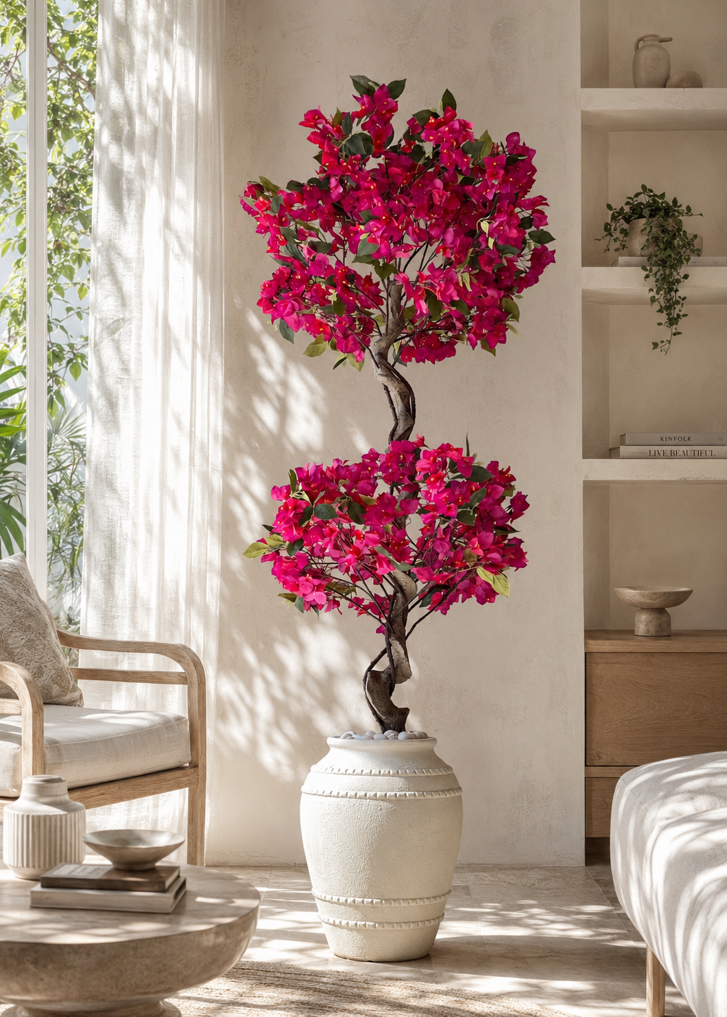 Artificial Fuschia Pink Bougainvillea Plant - 6 Feet