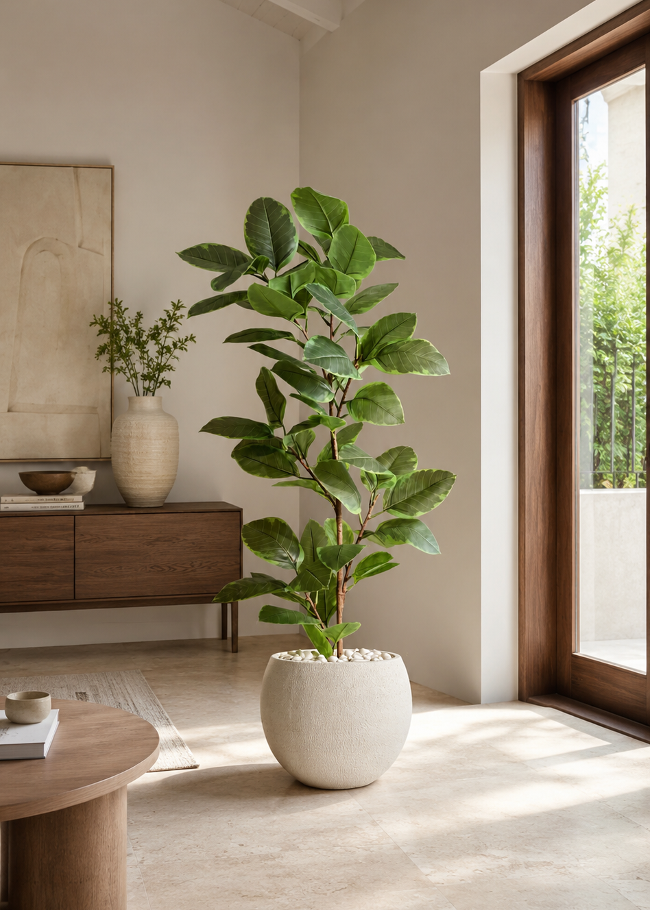 Artificial Leafy Rubber Plant - 5.5 Feet