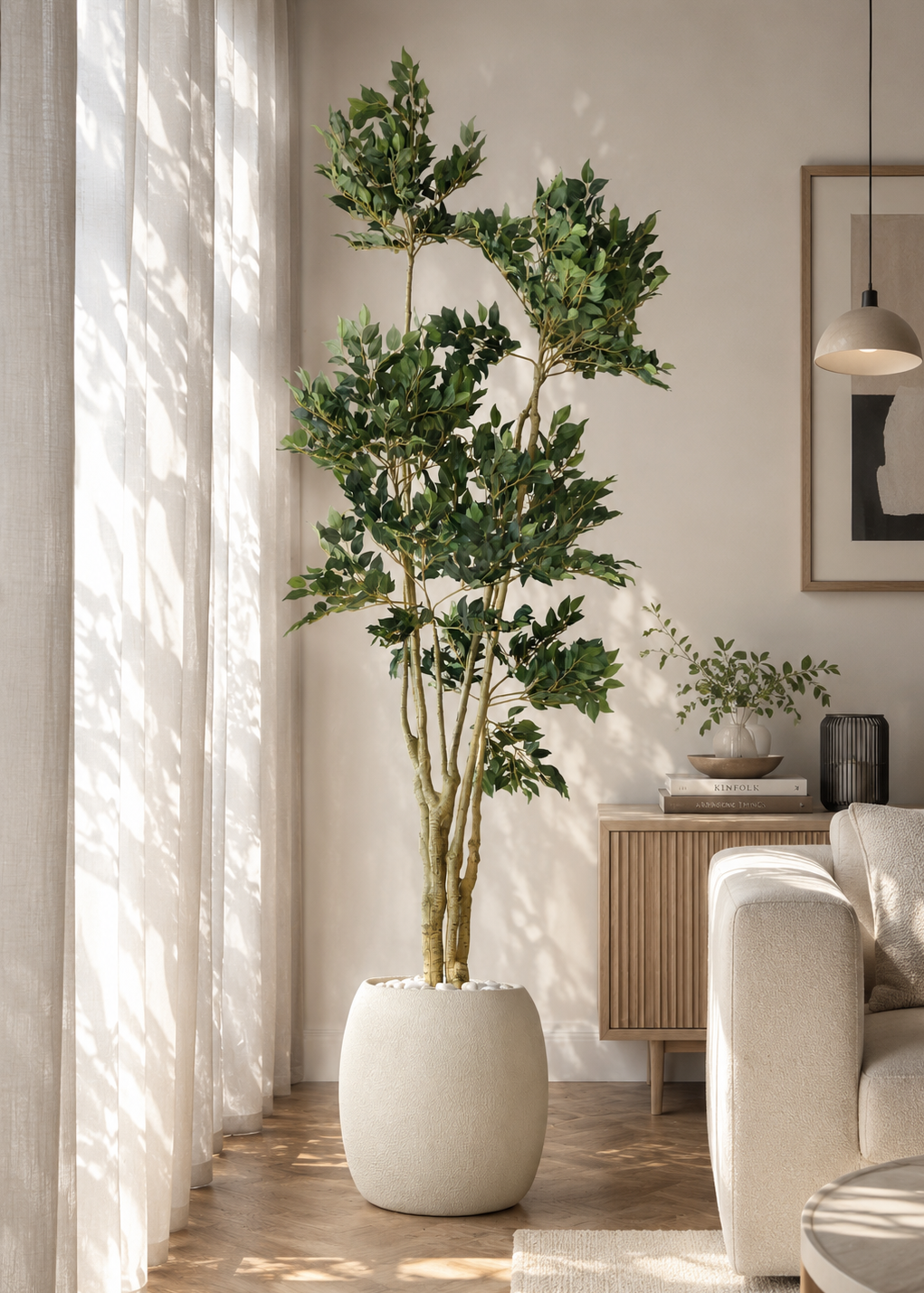 Tropical Ficus Artificial Tall Plant - 6.5 Feet