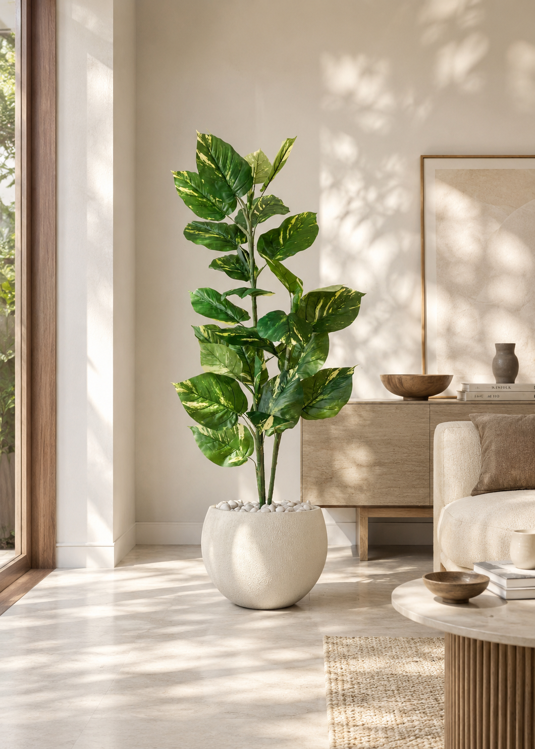 Artificial Variegated Pothos Plant - 5 Feet
