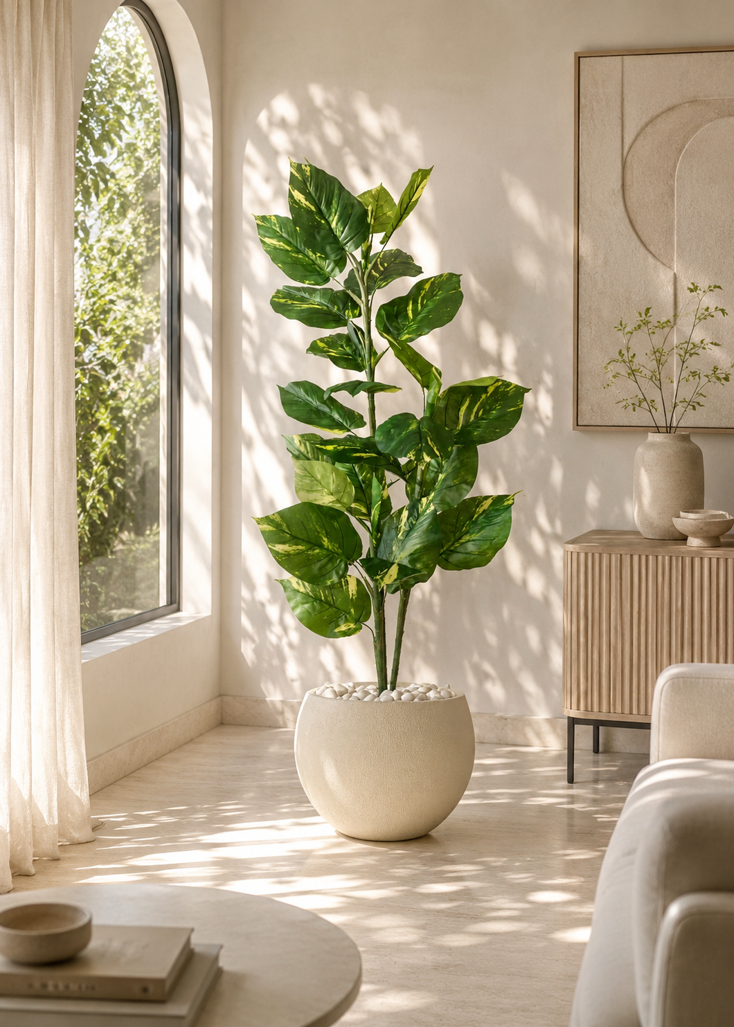 Artificial Variegated Pothos Plant - 5 Feet