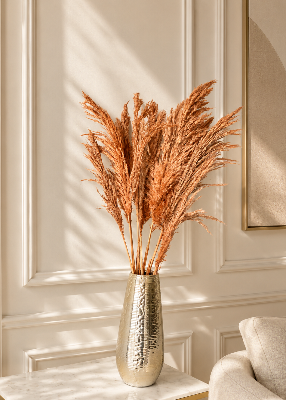 Artificial Feather Pampas Bunch - Autumn Orange