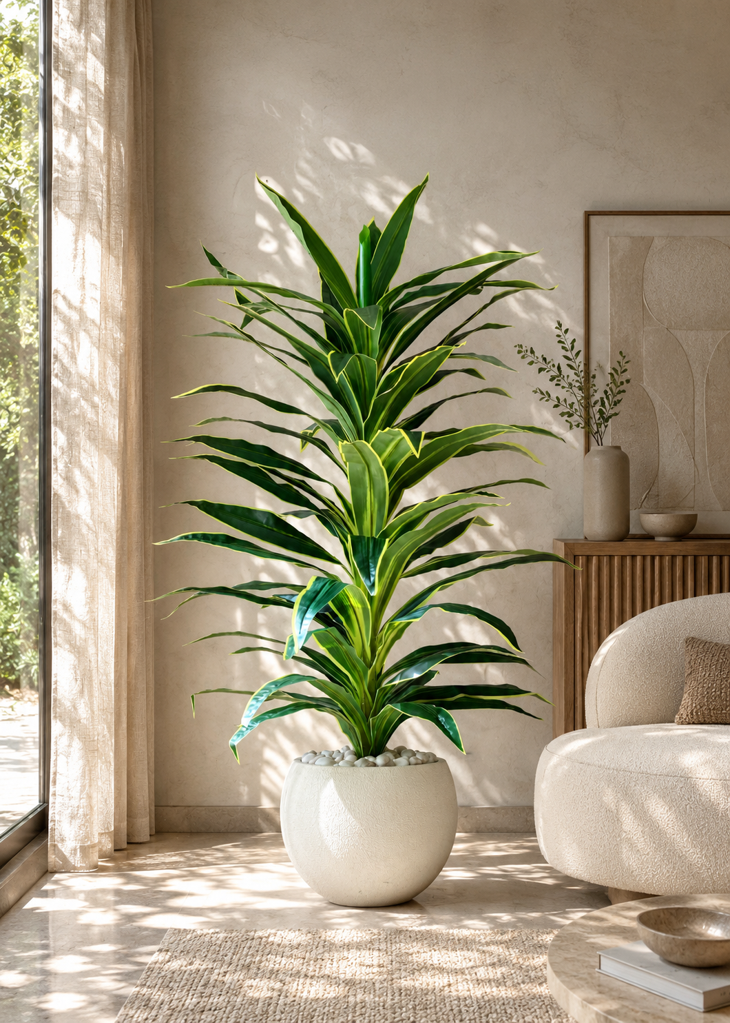 Artificial Variegated Dracaena Plant - 5.5 Feet