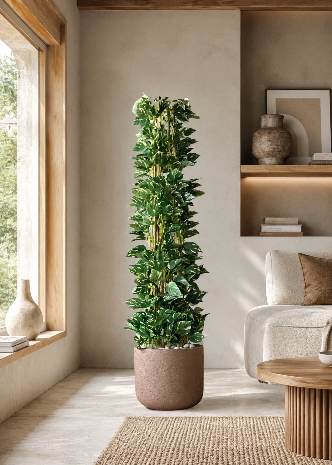 Artificial Moss Pole Money Plant - 5 Feet