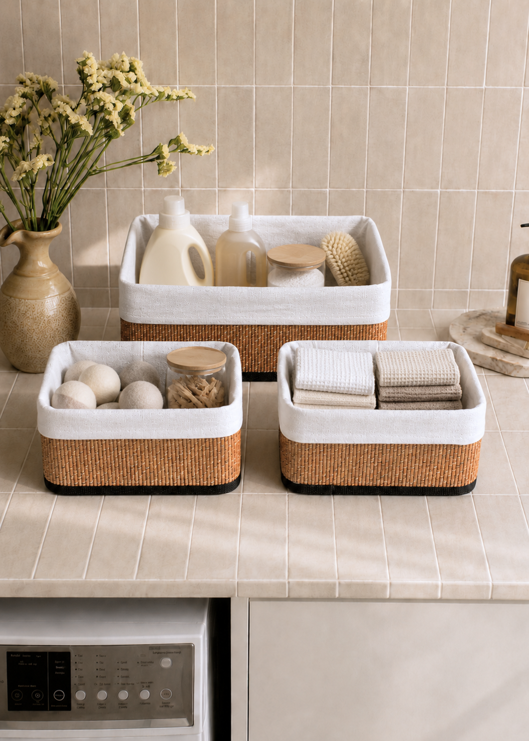 Kairo Baskets - White & Brown (Set of 3)