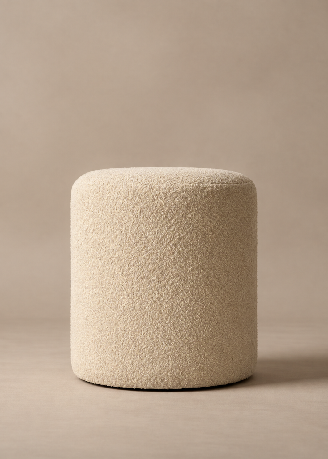 Bouclé Pouffe White