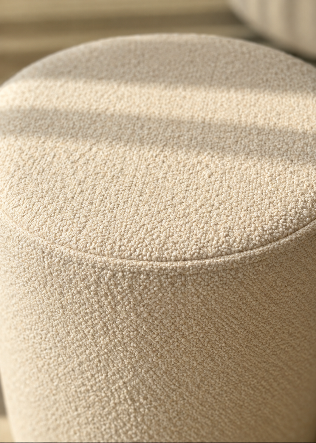 Bouclé Pouffe White