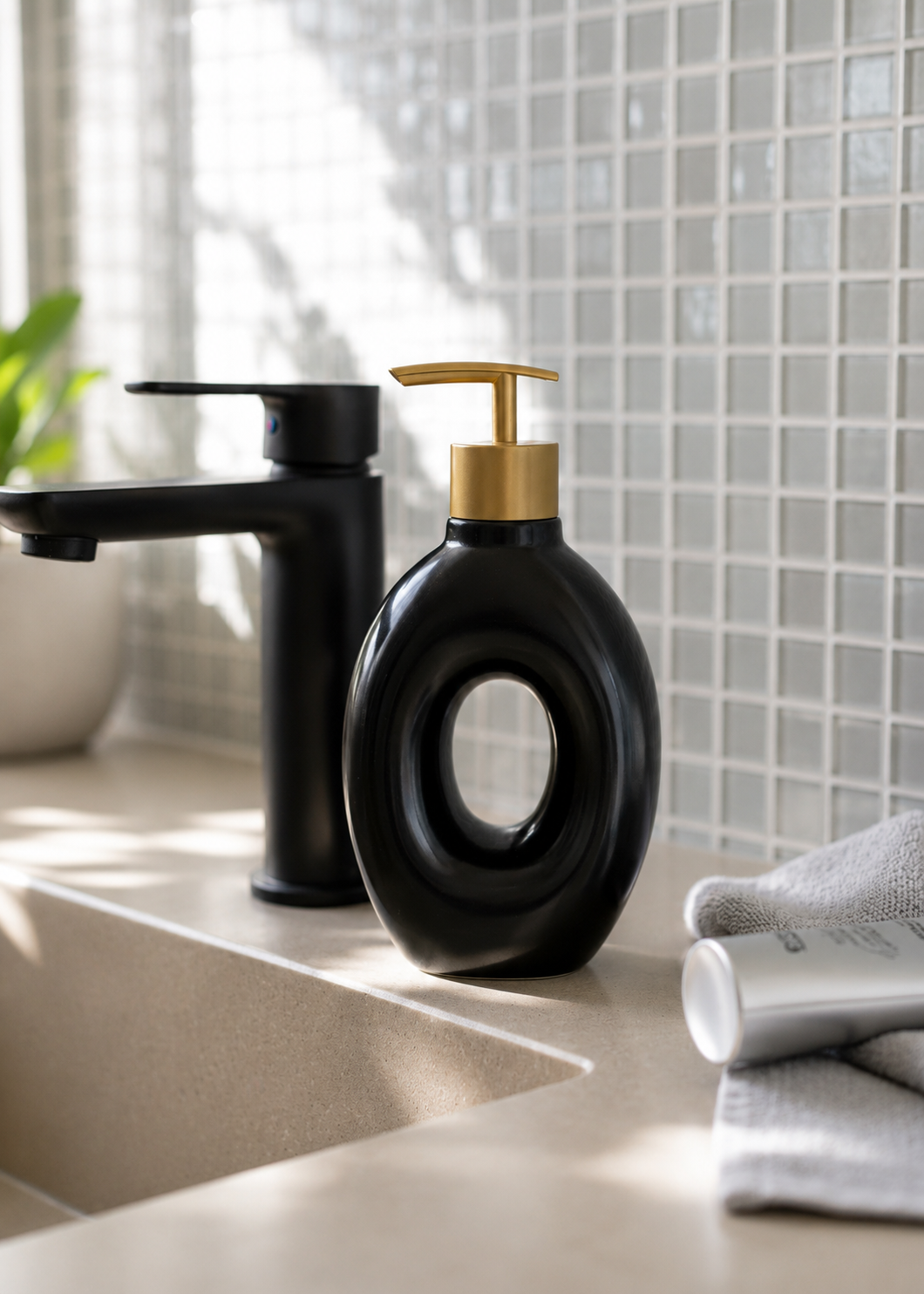 Orb Hollow Bathroom Dispenser - Black