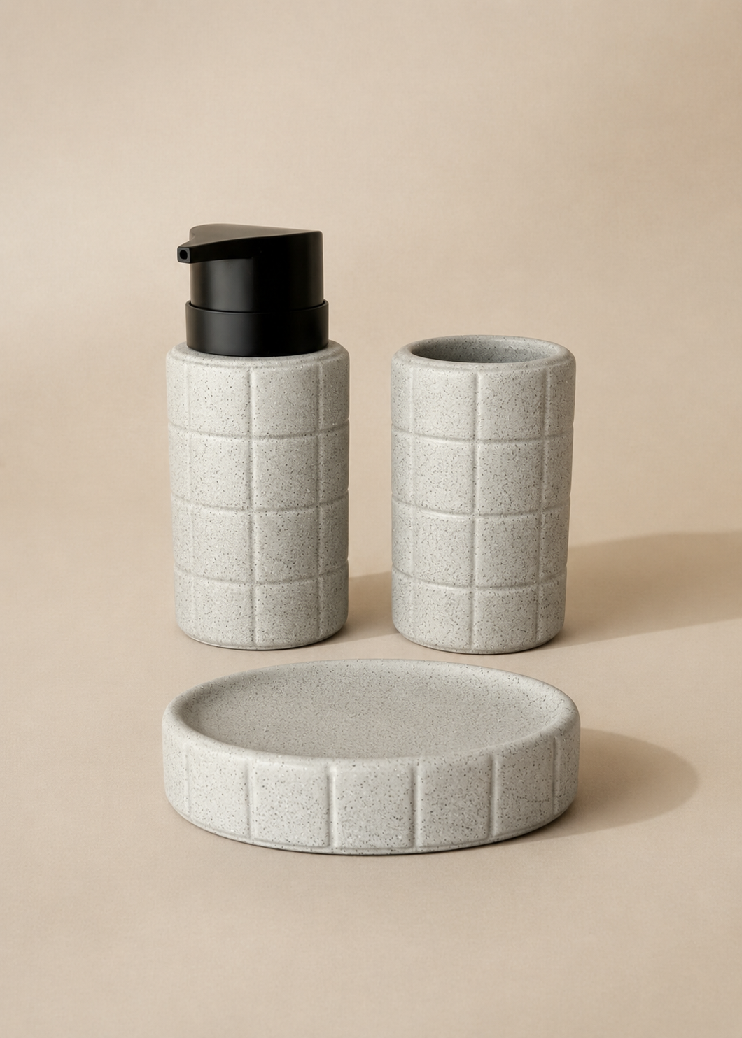 Stria Bathroom Set - Grey (Set of 3)