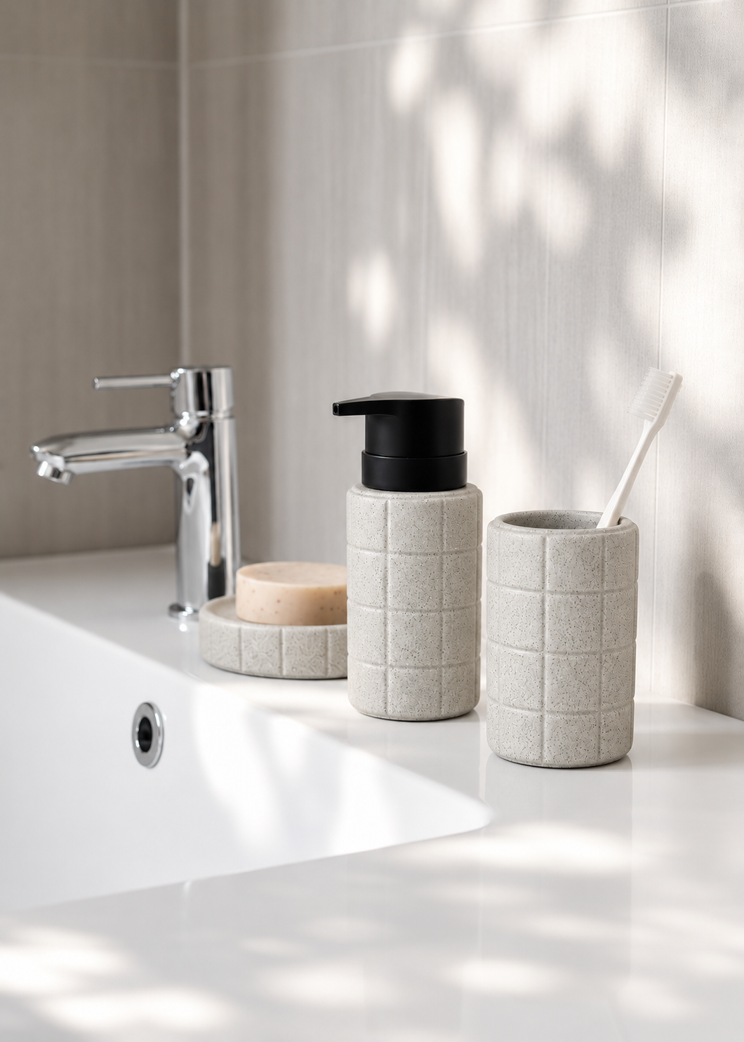 Stria Bathroom Set - Grey (Set of 3)