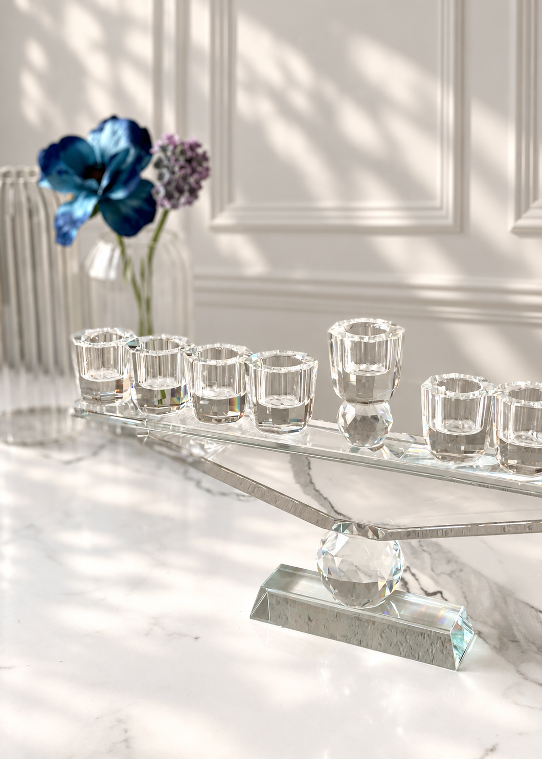 Nine Arm Crystal Candle Holders