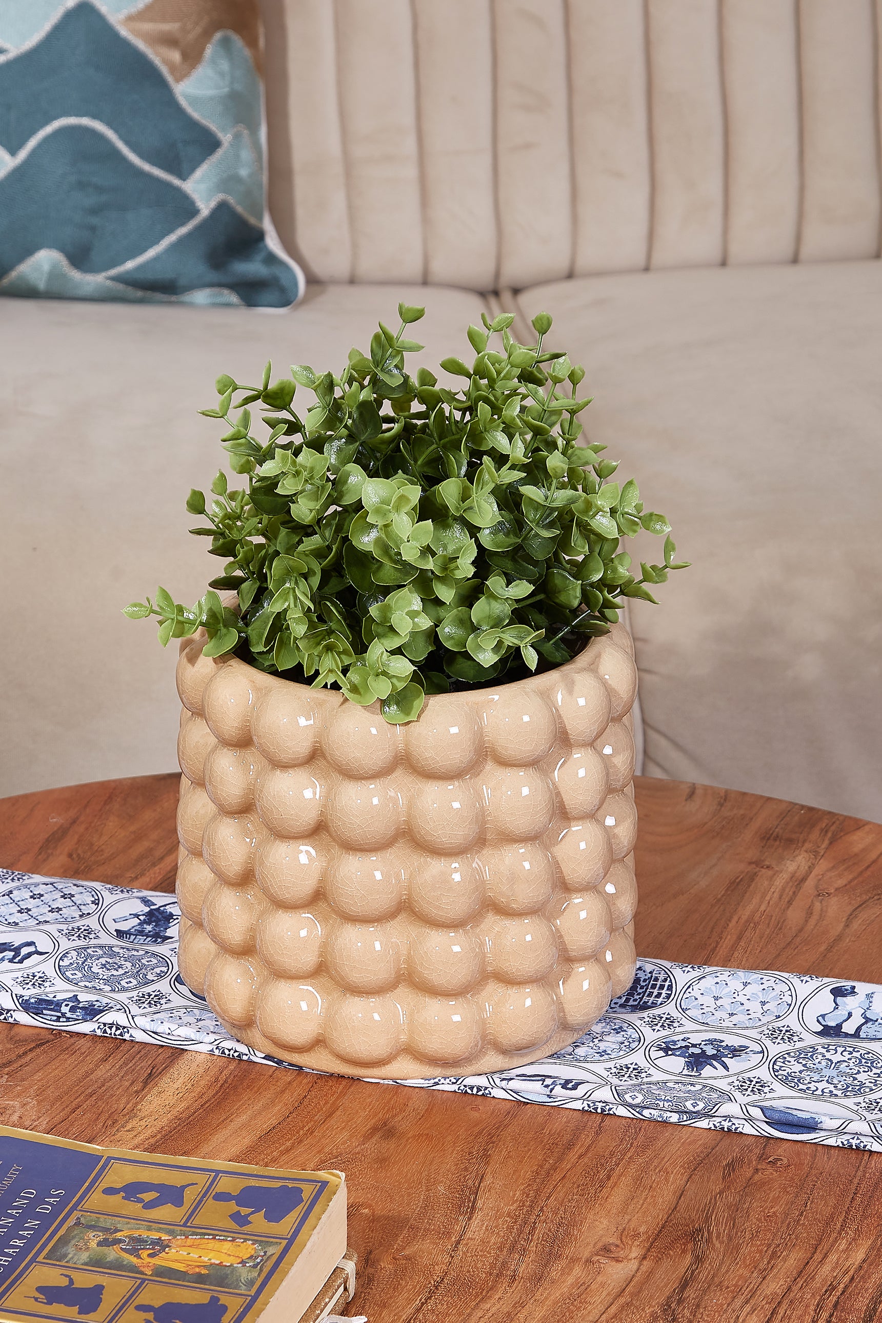 Bubble Beige Ceramic Pot - Large