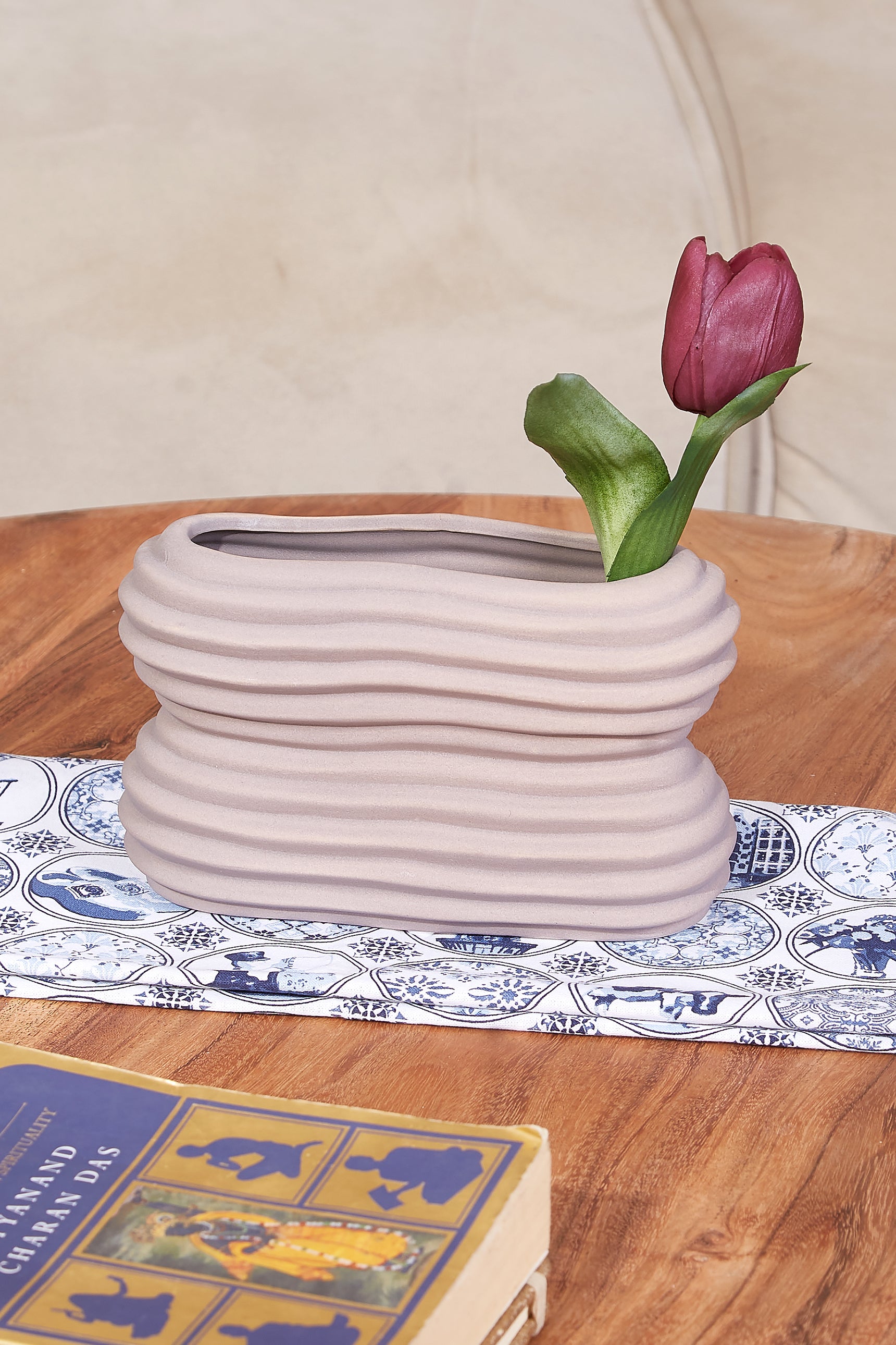 Valley Beige Abstract Vase - Small