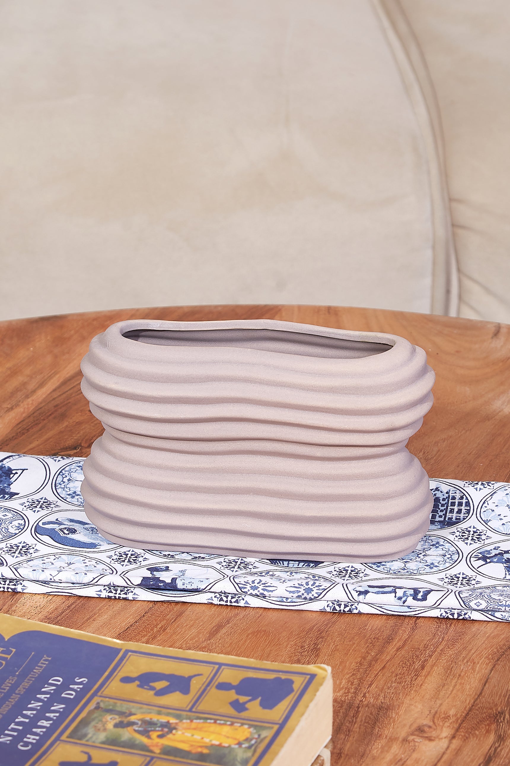 Valley Beige Abstract Vase - Small