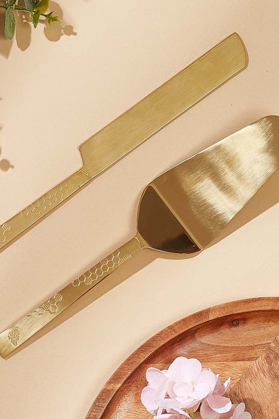 Honeycomb & Bee Cake Knife Server